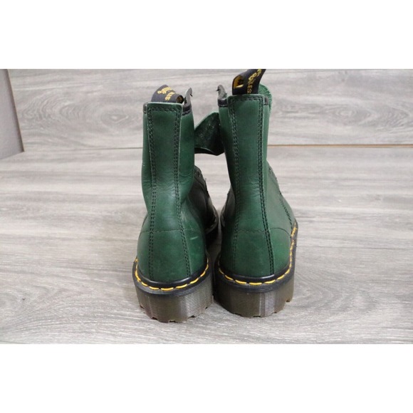 Vintage Dr DOC MARTEN Combat Boots England MIE Green Leather UK 3 US 5 - Picture 7 of 11